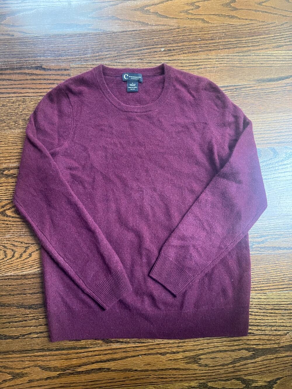 C by Bloomingdales Cashmere Sweater Sz.M Burgundy purple Crewneck Pullover